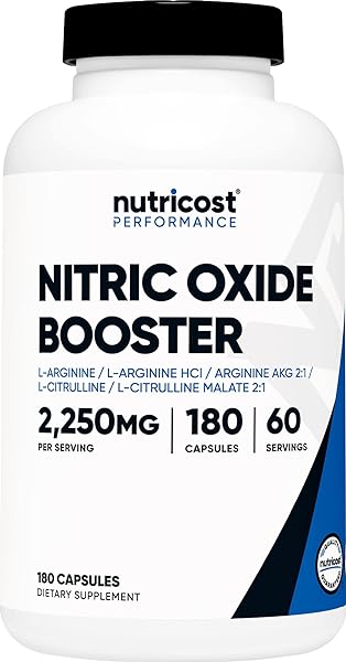 Nutricost Nitric Oxide Booster 750mg, 180 Capsules - 2250mg Per Serving - Gluten Free and Non-GMO in Pakistan