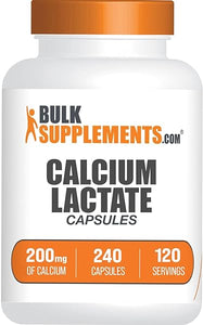 BulkSupplements.com Calcium Lactate Capsules - Calcium Supplement, Calcium 200mg - Calcium Lactate Supplement, 2 Capsules per Serving - 120-Day Supply, 240 Capsules in Pakistan