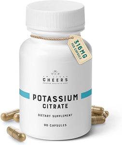 Cheers Potassium Citrate, 20% Daily Value, 316 mg per Capsule, 90 Capsules, Supports Cardiovascular and Blood Pressure Health, Vegan Potassium Supplement for Adults, Natural Mineral Electrolyte in Pakistan
