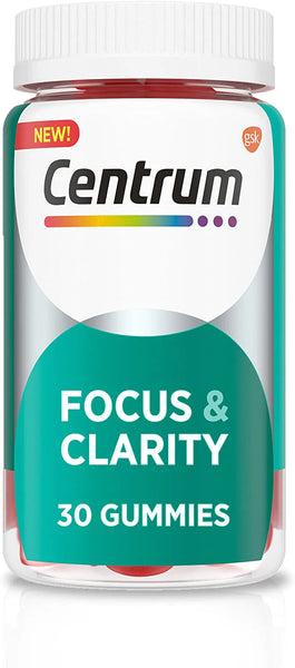 Centrum Focus & Clarity, Focus Supplement with 250 mg Cognizin Citicoline for Focus, Attention and Alertness - 30 Adult Gummies