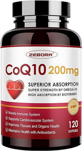 CoQ10-200mg-Softgels with PQQ, BioPerine & Omega-3, 120 Servings Coenzyme Q10(Ubiquinone) Supplement for High-Absorption, Powerful-Antioxidant, Support Heart & Energy-Production in Pakistan
