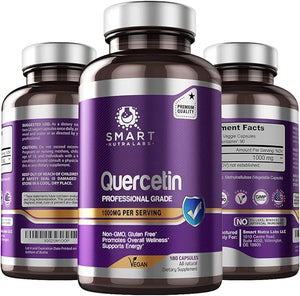 Smart Nutra Labs Quercetin 1000mg- 180 Vegan Capsules, 100% Pure Quercetin Supplement- Non-GMO, Gluten Free, Third Party Tested in Pakistan