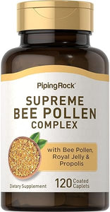 Piping Rock Bee Pollen Complex | 120 Coated Caplets | with Bee Propolis & Royal Jelly | Non-GMO, Gluten Free Supplement in Pakistan