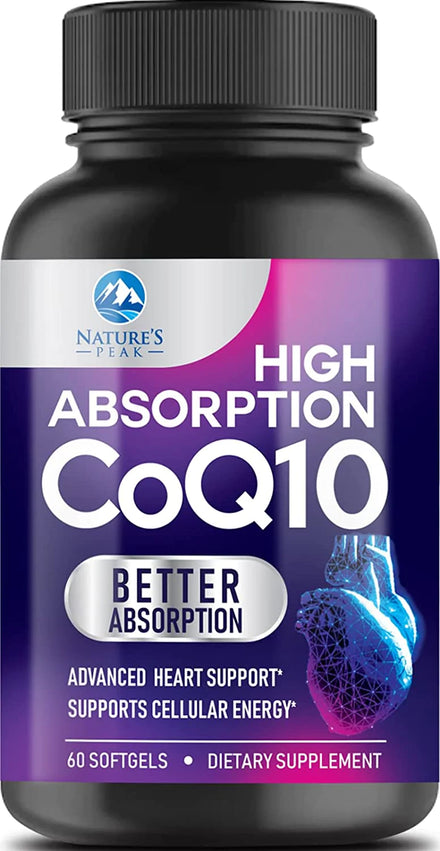 CoQ10 100mg - Extra Strength Absorption & Heart Health Support - Natural Form of Coenzyme Q10 Supplement - Antioxidant with Cellular Energy Support - 60 Softgels, 60 Day Supply