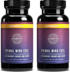 2 Pack, Primal Mind Fuel Brain Booster for Focus, Energy, Clarity, Memory Brain Health 30 Capsules Nootropics Brain Support Supplement for Men and Women in Pakistan