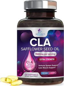 Conjugated Linoleic Acid CLA 1560mg - Extra High Potency CLA Supplement Pills - Improve Body Composition & Lean Muscle Tone, Metabolism & Energy - Nature's Safflower Capsules, Non-GMO - 120 Softgels in Pakistan