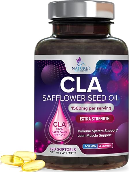 Conjugated Linoleic Acid CLA 1560mg - Extra High Potency CLA Supplement Pills - Improve Body Composition & Lean Muscle Tone, Metabolism & Energy - Nature's Safflower Capsules, Non-GMO - 120 Softgels in Pakistan in Pakistan