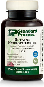 Standard Process Betaine Hydrochloride - Whole Food GI and Digestive Health Supplement with Magnesium Citrate, Betaine HCl, Ammonium Chloride, Pepsin, and More - 180 Tablets in Pakistan