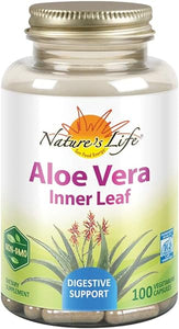 Nature's Life Aloe Vera Inner Leaf | Skin Health, Digestive Support & Regularity Formula | with Fennel | Non-GMO & Vegan | No Fillers | 100 Veg Caps in Pakistan