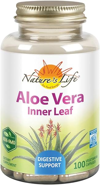 Nature's Life Aloe Vera Inner Leaf | Skin Health, Digestive Support & Regularity Formula | with Fennel | Non-GMO & Vegan | No Fillers | 100 Veg Caps in Pakistan in Pakistan