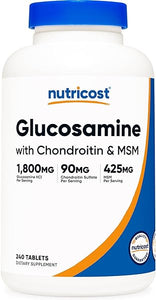 Nutricost Glucosamine 1800mg with Chondroitin & MSM, 240 Tablets, 120 Servings - Joint Support Formula - Non-GMO, Gluten Free in Pakistan