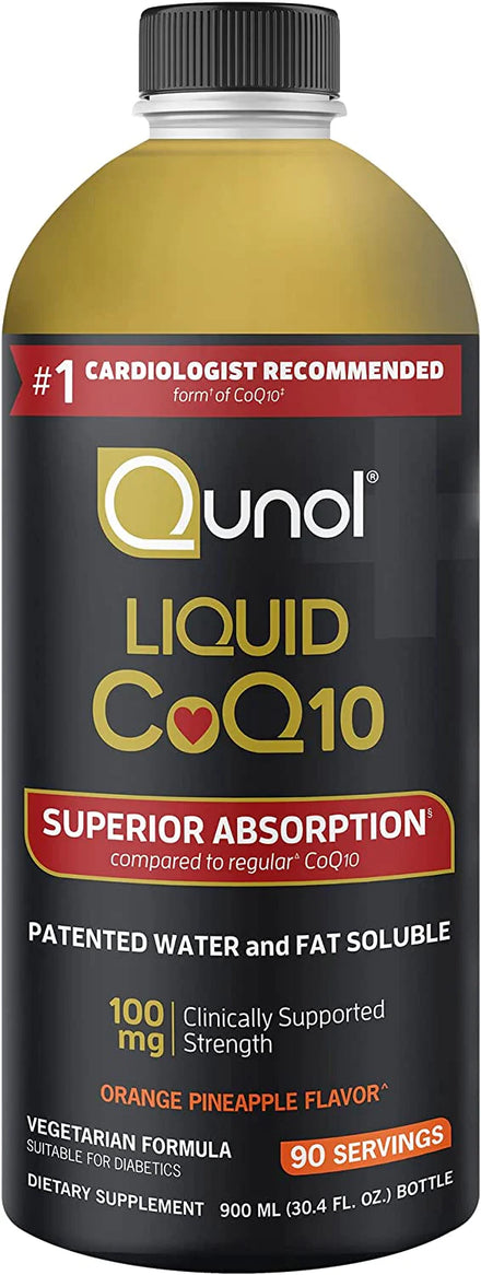 Qunol Liquid CoQ10 100mg, Superior Absorption Natural Supplement Form of Coenzyme Q10, Antioxidant for Heart Health, Orange Pineapple Flavored, 60 Servings, 20.3 oz Bottle