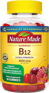 Nature Made Extra Strength Vitamin B12 Gummies, 3000 mcg per serving, B12 Vitamin Supplement for Energy Metabolism Support, 60 Gummy Vitamins, 30 Day Supply in Pakistan