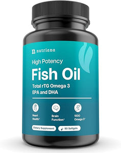 Omega 3 Fish Oil 1500mg - High Potency Total rTG DHA & EPA Omega 3 Supplement - Triple Strength Fish Oil Supplements for Brain Health Liver Health & Immune Support - 90 Fish Oil Capsules in Pakistan