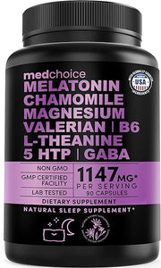 10-in-1 Melatonin Capsules - Melatonin 5mg Natural Sleep Aid for Adults with L Theanine, 5 HTP, GABA, Valerian Root, Chamomile, Vitamin B6, Magnesium for Sleep Support - Sleep Supplement (Pack of 1) in Pakistan