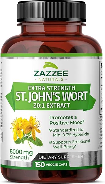 Zazzee Extra Strength St. John’s Wort 20:1 Extract, 8000 mg Strength, 0.3% Hypericin, 150 Vegan Capsules, 5 Month Supply, Concentrated, Standardized 20X Extract, 100% Vegetarian, Non-GMO, All-Natural in Pakistan in Pakistan