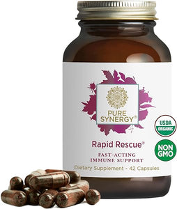 PURE SYNERGY Rapid Rescue | Organic Immune Support Capsules | Herbal Immune Supplement with Echinacea, Elderberry, and Olive Leaf Extracts| for Immediate Immune Support (42 Capsules) in Pakistan