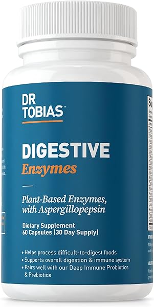 Dr. Tobias Digestive Enzymes with Amylase, Bromelain, Lipase, Lactase, Protease, Papain & More, Digestion Supplement with 18 Enzymes for Digestion and Gut Health, 60 Capsules, 30 Servings in Pakistan in Pakistan