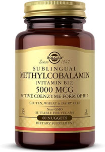 Solgar Methylcobalamin Vitamin B12 5000 mcg Nuggets - Supports Energy, Active B12 Form, Non-GMO, Vegan, Gluten & Dairy Free - 60 Count in Pakistan