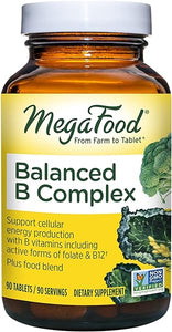 MegaFood Balanced B Complex - B Complex Vitamin Supplement - 8 B Vitamins Including Vitamin B6, Vitamin B12, Folate, Biotin & More - Supports Cellular Energy Production - Vegan, Gluten Free - 90 Tabs in Pakistan