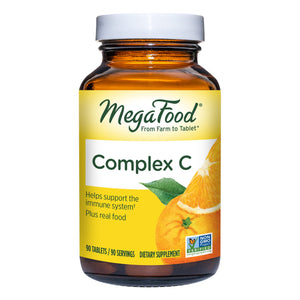 MegaFood Complex C - Immune Support - A Daily Dose of Vitamin C Delivered With Real Food - Vegan - Non-GMO - Gluten Free, Made Without 9 Food Allergens - 90 Tabs