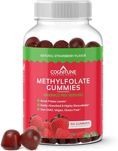 CogniTune Methylfolate Gummies - Easy to Take High Potency L-Methylfolate, Folate Supplement for Brain, Heart Health & Immunity, Delicious Strawberry Flavor, Non-GMO, Vegan, Gluten-Free in Pakistan