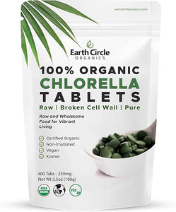 Organic Chlorella Tablets | Kosher | Potent Supplement, All-Natural Chlorophyll, Green Algae superfood, Broken Cell Wall | High in Protein & Iron, no additives, Vegan - 400 Tablets in Pakistan