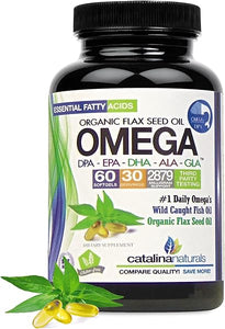 Omega 3-6-9 Blend with DPA, EPA, DHA, ALA and GLA with Borage, Fish and Organic Flax Seed Oil – Over 2,400 Milligram Strength - Gluten Free - Made in The USA - 60 SoftGels in Pakistan