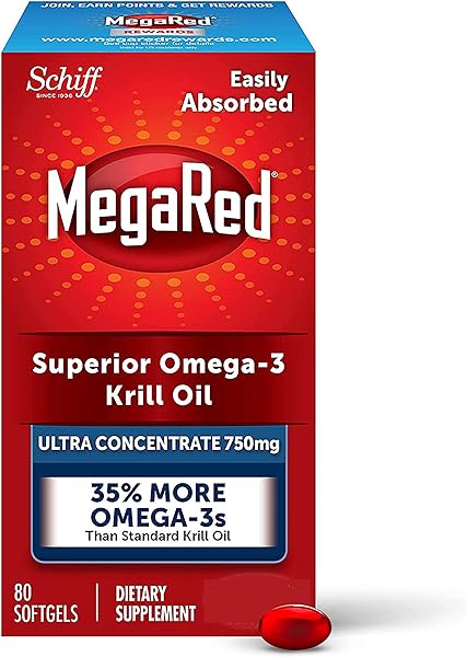 Megared Ultra Strength Krill Oil Omega 3 Supplement, 750mg – EPA & DHA Antioxidant Astaxanthin for Heart Health, 80 Softgels, No Fish Aftertaste in Pakistan