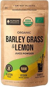 Numami Organic Barley Grass Juice Powder, Grown in USA, Pure Raw and Water Soluble, Add to Your Smoothie or Drink as a Juice (Organic Barley Grass + Natural Lemon) in Pakistan