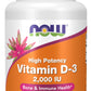 NOW Supplements, Vitamin D-3 2,000 IU, High Potency, Structural Support*, 120 Softgels