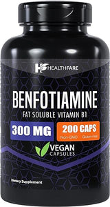 Benfotiamine 300mg | 200 Capsules | Fat Soluble Thiamine Vitamin B1 | Supports Overall Health | Non-GMO | Gluten Free in Pakistan