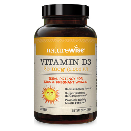 NatureWise Vitamin D3 1000iu (25 mcg) Healthy Muscle Function, and Immune Support, Non-GMO, Gluten Free in Cold-Pressed Olive Oil, Packaging Vary ( Mini Softgel), 360 Count