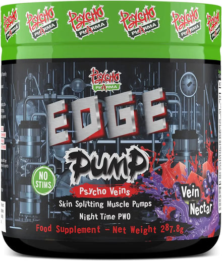 Psycho Pharma Pump it up. Pump it Way up Edge Pump Contains an All-Star Combination of The Most up to Date Effective Nitric Oxide boosters. (Vein Nectar)
