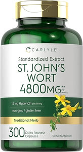 Carlyle St John's Wort Capsules | 4800mg | 300 Count | Non-GMO & Gluten Free Supplement | Standardized Extract in Pakistan