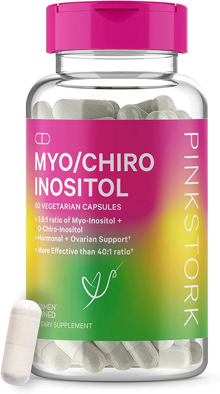 Pink Stork Myo/Chiro Inositol 3.6:1 Blend: Myo-Inositol & D-Chiro Inositol, More Effective Than 40:1, Fertility Supplement for Women, Women-Owned, 60 Capsules