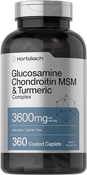 Glucosamine Chondroitin MSM | 3600 mg | 360 Caplets | Advanced Formula with Turmeric | Non-GMO, Gluten Free | by Horbaach in Pakistan in Pakistan