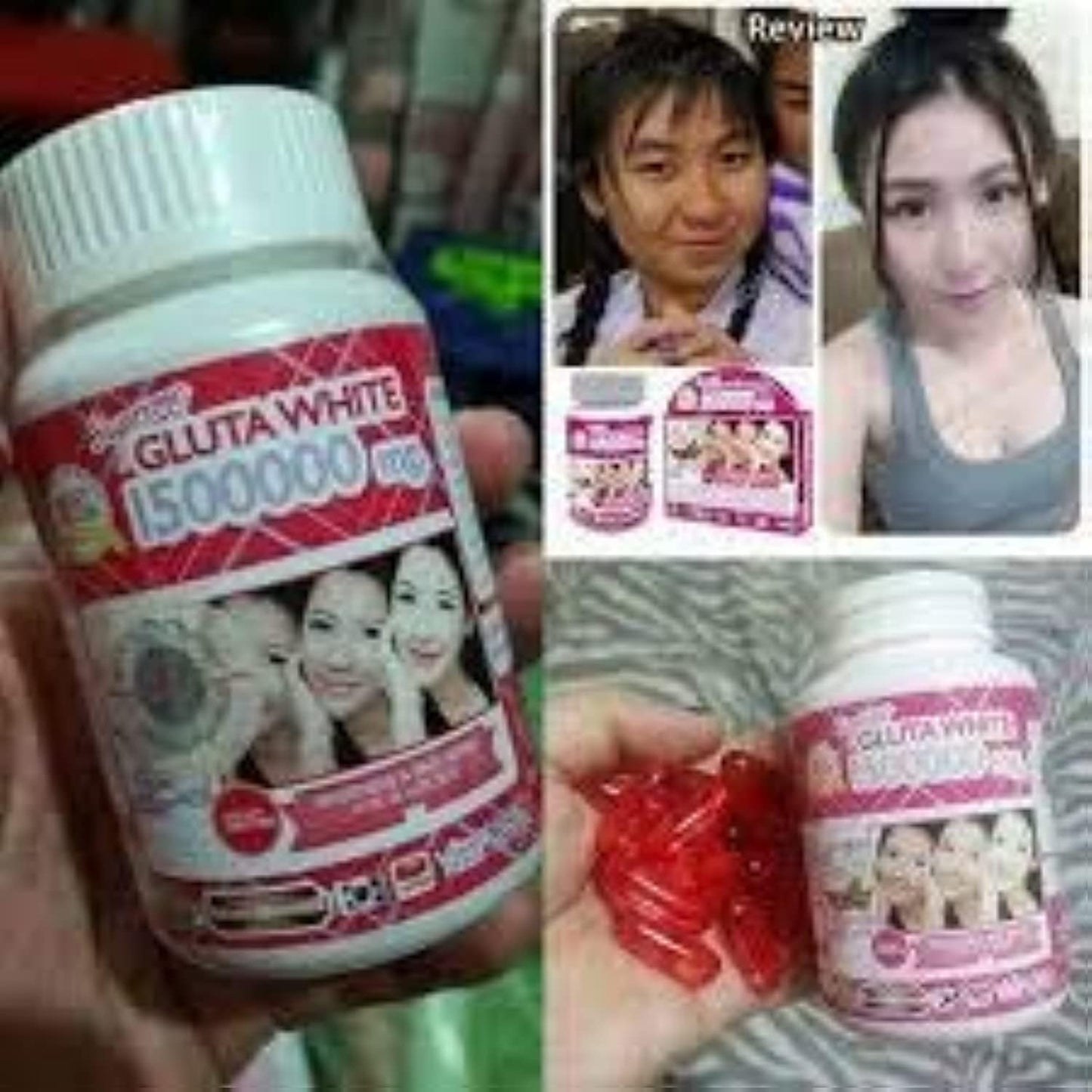 Supreme GLUTA WHITE 1500000 Mg. Whitening & Anti Aging Reduce freckles Whitening Skin Fast action Capsule,Softgel,30Tablets.