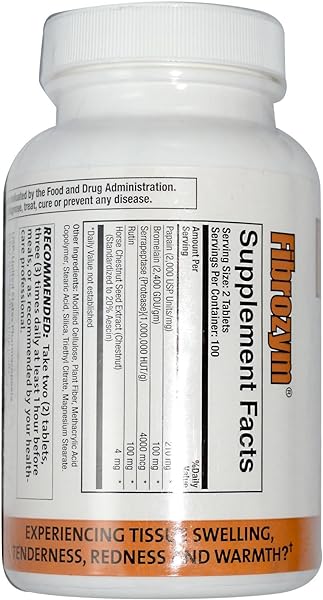 Naturally Vitamins Fibrozym Systemic Protease Supplement with Serratiopeptidase, 200 Tablets, N10051 in Pakistan