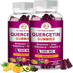 (2 Pack) Quercetin Gummies with Bromelain, Elderberry, Zinc and Vitamin C - Chewable Quercetin 1000mg Supplement for Immunity, Cardiovascular, Allergy, Aging Support - Vegan Gummies for Adult & Kid in Pakistan