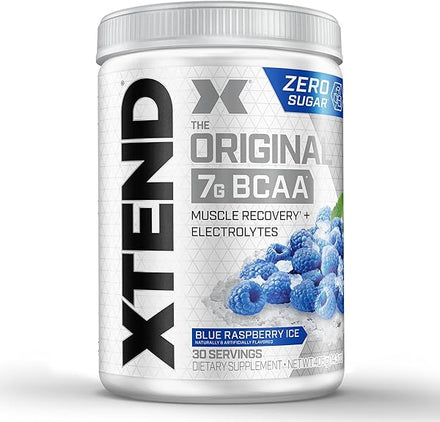 XTEND Original BCAA Powder Blue Raspberry Ice - Sugar Free Post Workout Muscle Recovery Drink with Amino Acids - 7g BCAAs for Men & Women - 30 Servings in Pakistan
