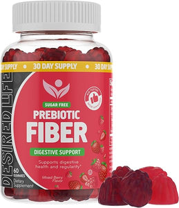 Sugar Free Prebiotic Fiber Gummies for Adults and Kids Mixed Berry Flavor Plant Fiber Supplement for Women and Men, Daily Fiber for Digestive Health and Regularity 60 Count (Pack of 1) in Pakistan