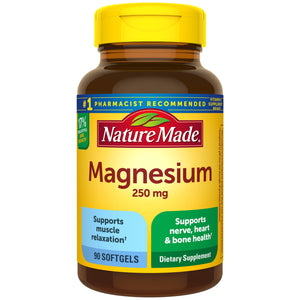 Nature Made Magnesium 250 mg, Dietary Supplement for Muscle, Heart, Bone and Nerve Support, 90 Day Supply, 90 Count (Pack of 1)