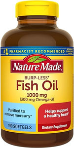 Nature Made Burpless Omega 3 Fish Oil Softgels - 1000mg for Heart Health, 150 Softgels, 75 Day Supply in Pakistan