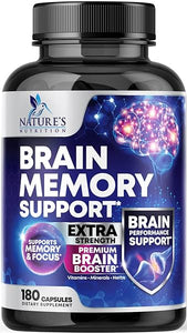 Nootropic Brain Booster Supplement for Memory, Mental Focus, Concentration & Performance, Brain Health Vitamins & Energy for Men & Women with Phosphatidylserine, DMAE & Bacopa, Non-GMO - 180 Capsules in Pakistan
