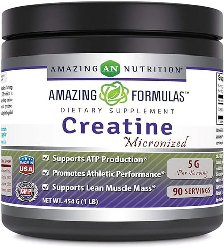 Amazing Formulas Micronized Creatine Monohydrate - 5000 mg Micronized Creatine Per Serving - Ideal Pre & Post Workout Supplement (1 Lb (Unflavored)) in Pakistan