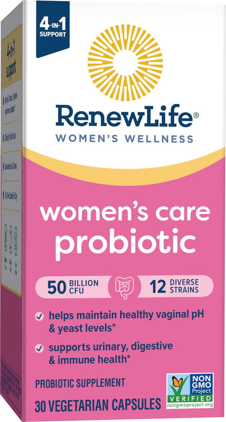 Renew Life Women's Probiotic Capsules, 50 Billion CFU Guaranteed, Supports Vaginal, Urinary, Digestive and Immune Health*, L. Rhamnosus GG, Dairy, Soy and gluten-free, 30 Count