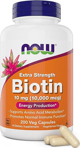NOW Foods Extra Strength Biotin 10000mcg / 10 mg - 200 Count - Hair, Skin, Nail - Supplement for Men and Women - B7 Vitamin - Vegetarian, Vegan, Non-GMO in Pakistan