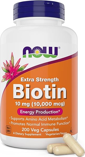 NOW Foods Extra Strength Biotin 10000mcg / 10 mg - 200 Count - Hair, Skin, Nail - Supplement for Men and Women - B7 Vitamin - Vegetarian, Vegan, Non-GMO in Pakistan in Pakistan