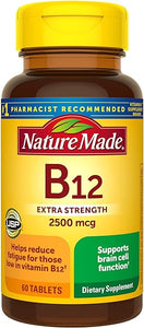 Nature Made Extra Strength Vitamin B12 2500 mcg, Dietary Supplement for Energy Metabolism Support, 60 Tablets, 60 Day Supply in Pakistan